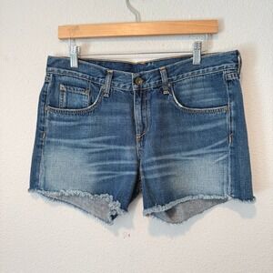 Rag & Bone Torrington Denim Shorts Blue Raw Hem Cotton W1915K273TOR Size 28